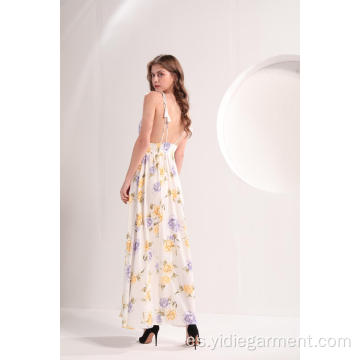 Vestido largo de verano con estampado floral para mujer